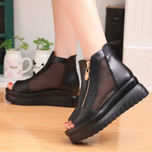 オープントゥ ブーツサンダル レディース 歩きやすい 厚底サンダル 疲れない おしゃれ 美脚脚長サンダル 韓国夏 シアーブーツ 痛くない シューズ 軽量靴 涼しい MENGH-001