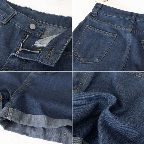 ベルト付きデニムショートパンツ春夏短パン ハイウエストデニムパンツレディース ロールアップデニムショーパン美脚脚長 着やせカジュアルホットパンツ おしゃれ 韓国風 MUSID-001
