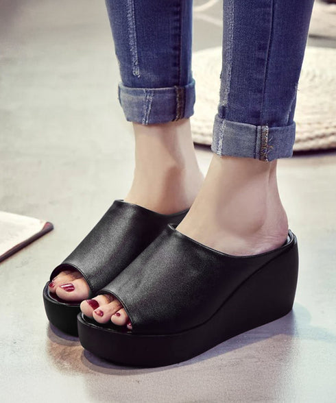 厚底サンダル レディース ウェッジソール ミュールサンダル オープントゥ 歩きやすい夏靴 軽量 美脚サンダル 疲れないサンダル韓国 おしゃれ コンフォートサンダル QLUY-001