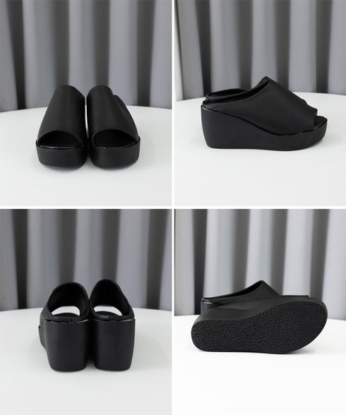 厚底サンダル レディース ウェッジソール ミュールサンダル オープントゥ 歩きやすい夏靴 軽量 美脚サンダル 疲れないサンダル韓国 おしゃれ コンフォートサンダル QLUY-001