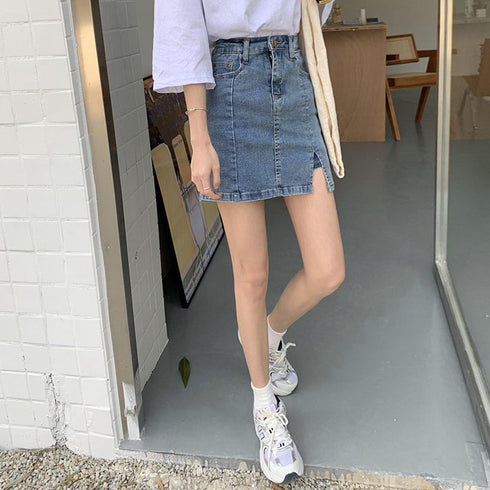キュロット デニムスカート ミニスカート 韓国 ショート丈デニムスカート スリット ハイウエストタイトスカート セクシー 着やせ 細見えボトムス オルチャン 夏服 QYMEI-001