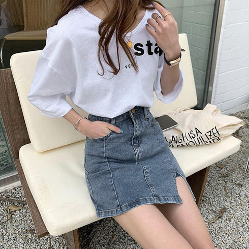 キュロット デニムスカート ミニスカート 韓国 ショート丈デニムスカート スリット ハイウエストタイトスカート セクシー 着やせ 細見えボトムス オルチャン 夏服 QYMEI-001