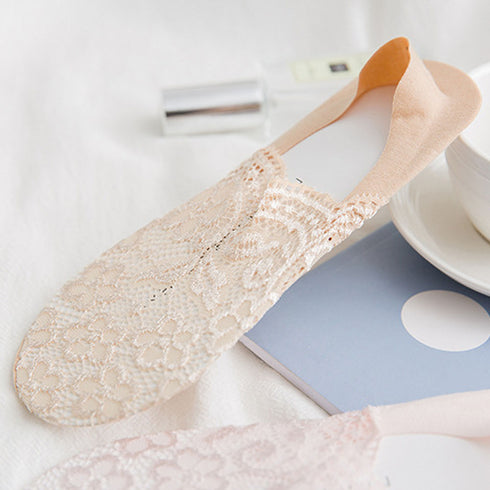 花柄レース 靴下 レディース 花柄レース 靴下 レディース くるぶしソックス 脱げない フットカバー 滑り止め 靴下 SANGENR-001
