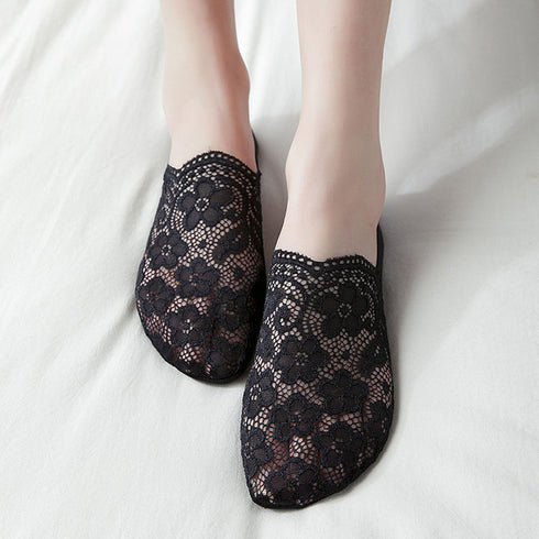 花柄レース 靴下 レディース 花柄レース 靴下 レディース くるぶしソックス 脱げない フットカバー 滑り止め 靴下 SANGENR-001