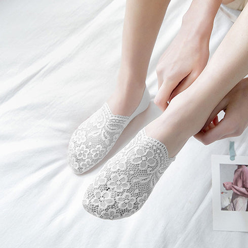 花柄レース 靴下 レディース 花柄レース 靴下 レディース くるぶしソックス 脱げない フットカバー 滑り止め 靴下 SANGENR-001