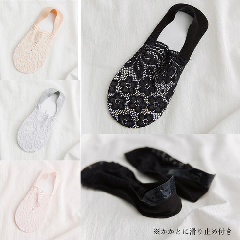 花柄レース 靴下 レディース 花柄レース 靴下 レディース くるぶしソックス 脱げない フットカバー 滑り止め 靴下 SANGENR-001