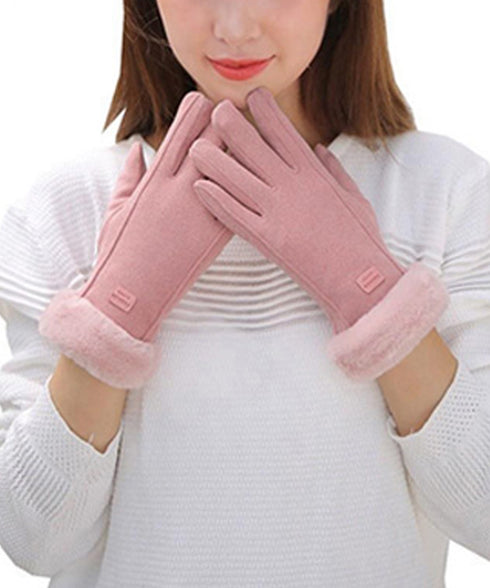 防寒手袋 レディース裏ボア 手ぶくろ秋冬 あったかい 五本指 グローブ 裏起毛 手袋 上品 女性 ギフト ハンドケア スエード調 手袋 韓国 モコモコ 裏フリース SINIU-003