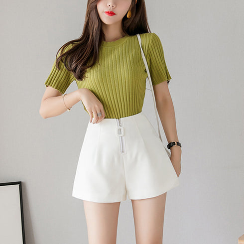 シフォン ショートパンツ レディース シフォン ショートパンツ レディース ハイウエスト ホットパンツ タック入り ワイドパンツ キュロット 美脚ショーパン TAOYY-013