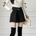 ショートパンツ レディース ハイウエスト 秋冬 ワイドショートパンツ Aライン 着やせ 韓国ファッション 美脚脚長 無地 ミニ丈ボトムス 大人 オフィスカジュアル TAOYY-022