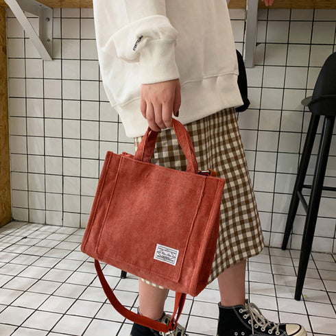 コーデュロイ ミニトートバッグ 3way スクエア ショルダーバッグ コンパクト 肩掛けバッグ 大人可愛い 斜め掛けバッグ お出かけ ミニマザーズバック 全5色 TZM-275