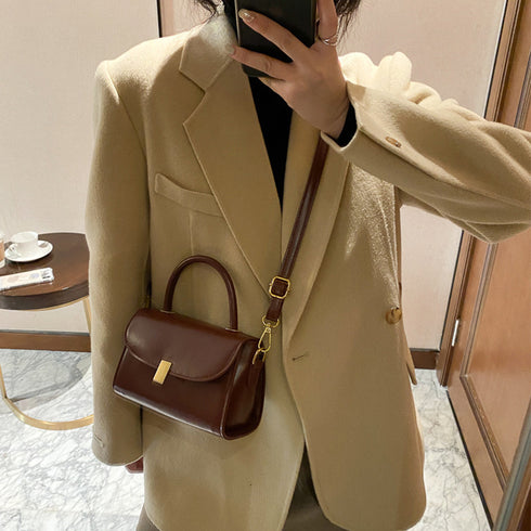 レトロショルダーバッグPUレザー2way レディース 斜め掛けバッグ カジュアル ミニハンドバッグ コンパクト 手持ちかばん おしゃれ ポシェット フラップバッグ TZM-282