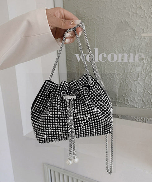 キラキラ 巾着バッグ チェーンミニバッグ バケツバッグ レディース ラインストーン 斜め掛けバッグ コンパクト 肩掛けかばん 可愛い お呼ばれバッグ 結婚式二次会 TZM-307