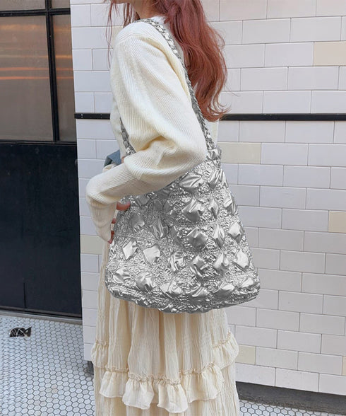 キルトチェーンバッグポーチ付トートバッグ レディース 大容量キルティングバッグ ミニポーチ付きbag カジュアルきれいめ 肩掛けバッグ 上品通学通勤かばん 韓国風 TZM-309