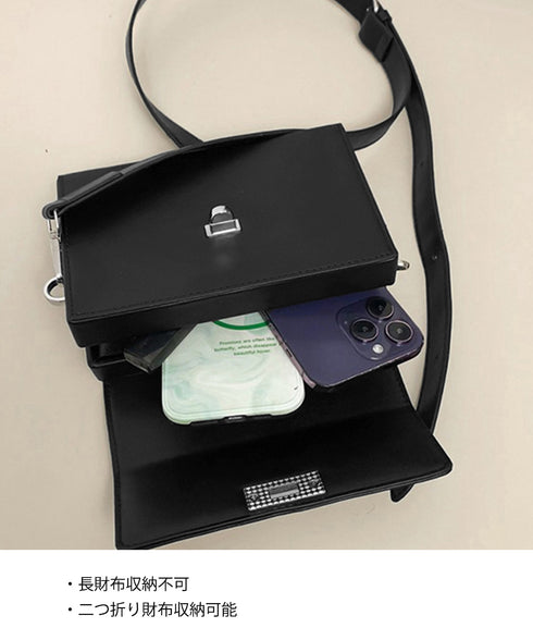 スクエア ショルダーバッグ 斜めがけ鞄黒 レザータッチ ミニショルダーバッグ ユニセックス クロスボディバッグ おしゃれ肩掛け鞄 コンパクト シンプル ポシェット TZM-313