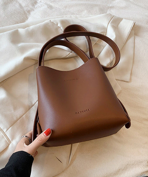 ショルダーバッグ 2wayバケットバッグ レディース 大人可愛い ミニハンドバッグ PUレザー オフィスカジュアル スクエア 斜め掛けバッグ バケツ型 合皮かばん TZM-318