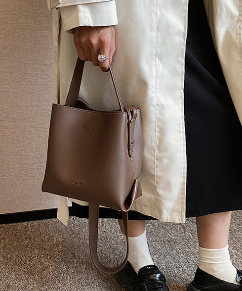 ショルダーバッグ 2wayバケットバッグ レディース 大人可愛い ミニハンドバッグ PUレザー オフィスカジュアル スクエア 斜め掛けバッグ バケツ型 合皮かばん TZM-318