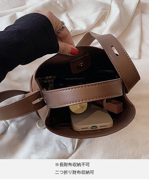 ショルダーバッグ 2wayバケットバッグ レディース 大人可愛い ミニハンドバッグ PUレザー オフィスカジュアル スクエア 斜め掛けバッグ バケツ型 合皮かばん TZM-318