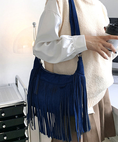 フリンジショルダーバッグスエード調バッグ レディース レトロ タッセルメッセンジャーバッグ カジュアル 斜め掛けカバン 大容量肩掛けバッグ 大きめ クロスボディ鞄 TZM-320