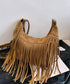 フリンジショルダーバッグスエード調バッグ レディース レトロ タッセルメッセンジャーバッグ カジュアル 斜め掛けカバン 大容量肩掛けバッグ 大きめ クロスボディ鞄 TZM-320
