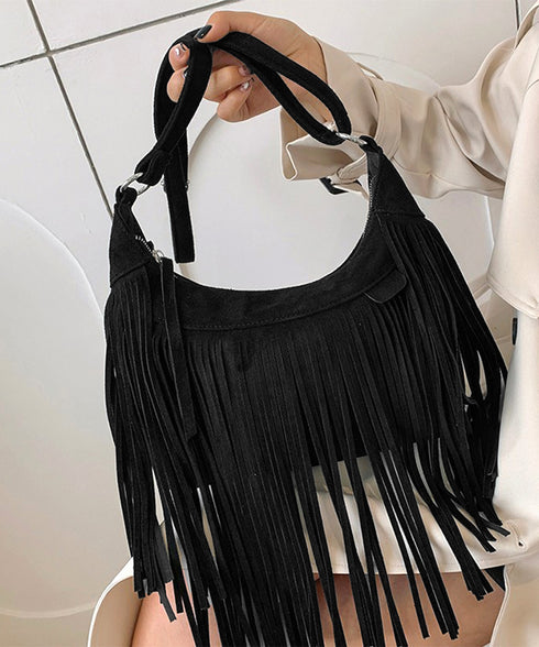 フリンジショルダーバッグスエード調バッグ レディース レトロ タッセルメッセンジャーバッグ カジュアル 斜め掛けカバン 大容量肩掛けバッグ 大きめ クロスボディ鞄 TZM-320