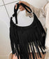 フリンジショルダーバッグスエード調バッグ レディース レトロ タッセルメッセンジャーバッグ カジュアル 斜め掛けカバン 大容量肩掛けバッグ 大きめ クロスボディ鞄 TZM-320
