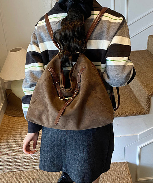 トートバッグ スエード調ショルダーバッグ レディース 大容量 秋冬斜めがけバッグ ベルトモチーフ 3WAYバッグ 通勤通学 リュックサック a4対応 大きめかばん TZM-329