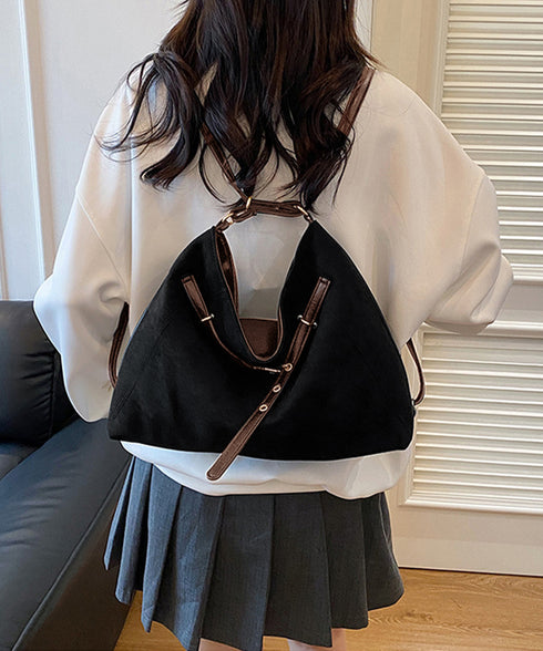 トートバッグ スエード調ショルダーバッグ レディース 大容量 秋冬斜めがけバッグ ベルトモチーフ 3WAYバッグ 通勤通学 リュックサック a4対応 大きめかばん TZM-329