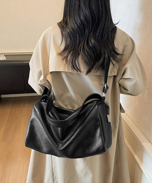 大容量ボストンバッグ2WAYトートバッグ ソフトレザー風肩掛けバッグ シンプルショルダーバッグ おしゃれユニセックススクエアバッグ大人カジュアル斜めがけバッグ旅行 TZM-333