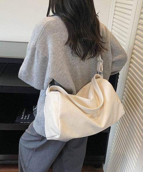 大容量ボストンバッグ2WAYトートバッグ ソフトレザー風肩掛けバッグ シンプルショルダーバッグ おしゃれユニセックススクエアバッグ大人カジュアル斜めがけバッグ旅行 TZM-333