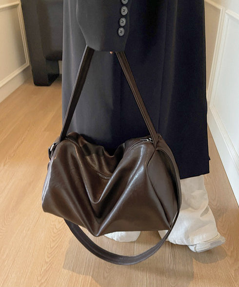 大容量ボストンバッグ2WAYトートバッグ ソフトレザー風肩掛けバッグ シンプルショルダーバッグ おしゃれユニセックススクエアバッグ大人カジュアル斜めがけバッグ旅行 TZM-333