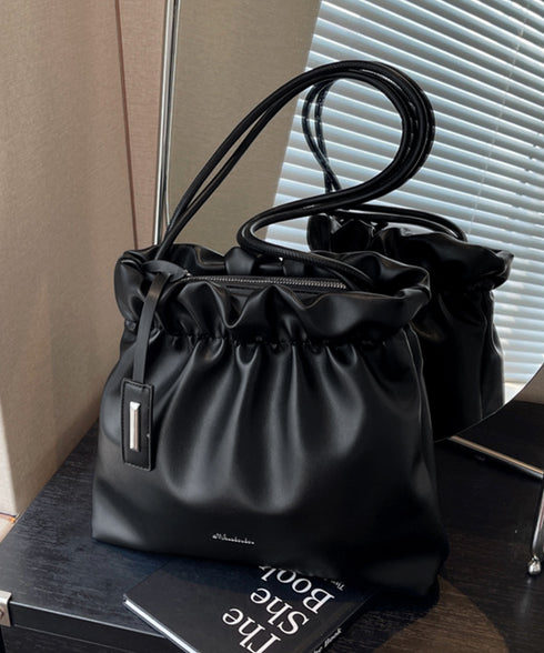 ギャザートートバッグ フリル肩掛けバッグ 手提げバッグ レディースおしゃれかばん フェイクレザーミニトート 大人女子上品かばん オフィスカジュアルハンドバッグ通勤 TZM-337