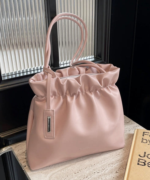 ギャザートートバッグ フリル肩掛けバッグ 手提げバッグ レディースおしゃれかばん フェイクレザーミニトート 大人女子上品かばん オフィスカジュアルハンドバッグ通勤 TZM-337