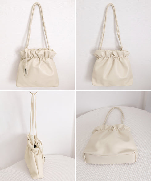 ギャザートートバッグ フリル肩掛けバッグ 手提げバッグ レディースおしゃれかばん フェイクレザーミニトート 大人女子上品かばん オフィスカジュアルハンドバッグ通勤 TZM-337