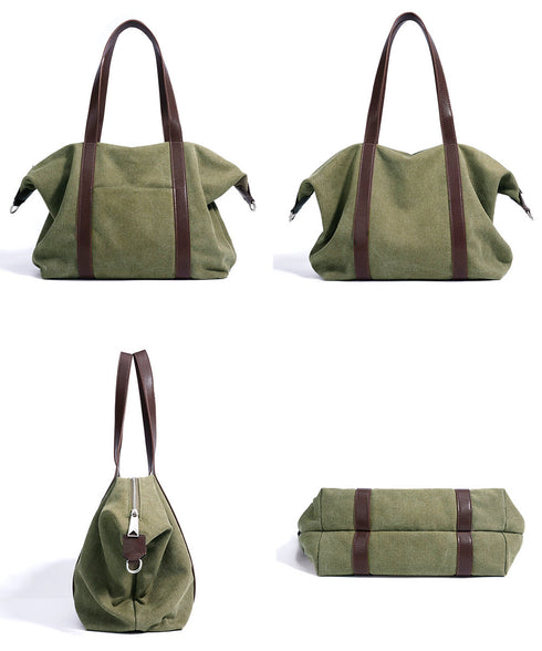ボストンバッグ レザー切り替えショルダー 2WAYキャンバスバッグ 大容量 レトロ風ショルダーバッグ カジュアル鞄 A4収納可 軽量 ユニセックス旅行バッグ韓国風 TZM-338