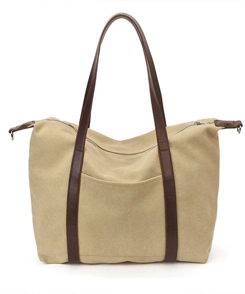 ボストンバッグ レザー切り替えショルダー 2WAYキャンバスバッグ 大容量 レトロ風ショルダーバッグ カジュアル鞄 A4収納可 軽量 ユニセックス旅行バッグ韓国風 TZM-338