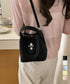 バケットバッグポーチ付きショルダーバッグ 大人可愛いミニハンドバッグ オフィスカジュアル上品斜め掛けバッグ 通勤通学フェミニン肩掛けカバン高見えレザー調ミニトート TZM-342