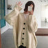 ニットカーディガン レディース アウター ゆったり 韓国風 トップス 羽織り vネックカーデ 体型カバー 長袖 中厚手 ドロップショルダー カーディガン 春秋冬 WANGYUE-002