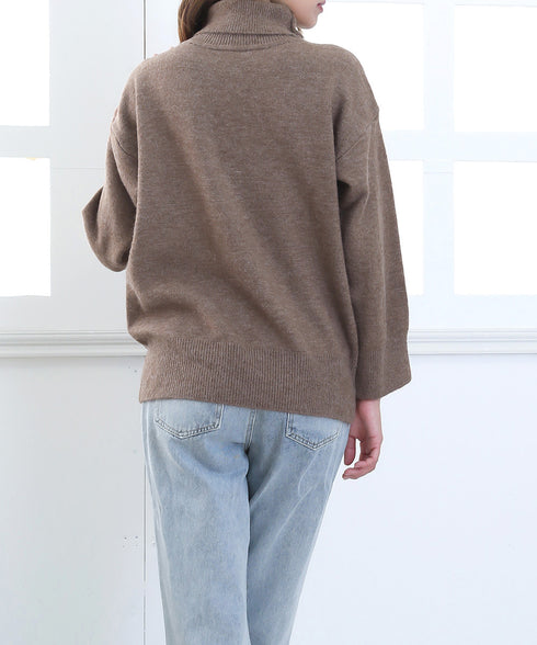 タートルネックニット レディース 秋冬服 ハイネック セーター あたたか 長袖 ニットトップス 無地 シンプル 大人カジュアル ニットソー オルチャン人気セーター WANGYUE-035