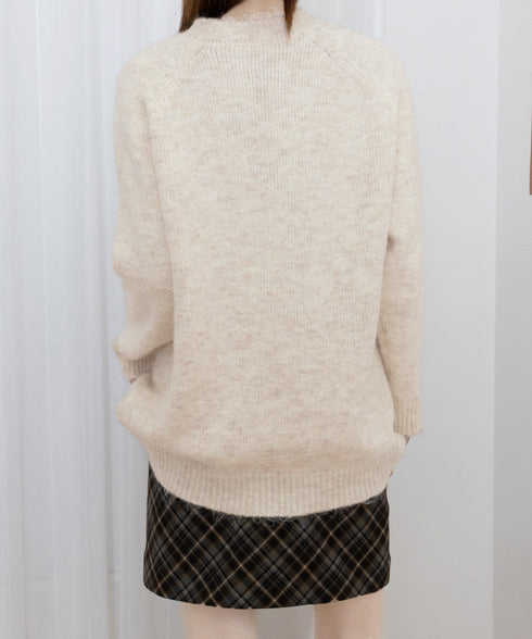 もちもちニットトップスきれいめセーター冬 チクチクしないニットレディース 大人可愛いセーター長袖 オフィスカジュアルトップス秋 着やせニットゆったりラウンドネック WANGYUE-041