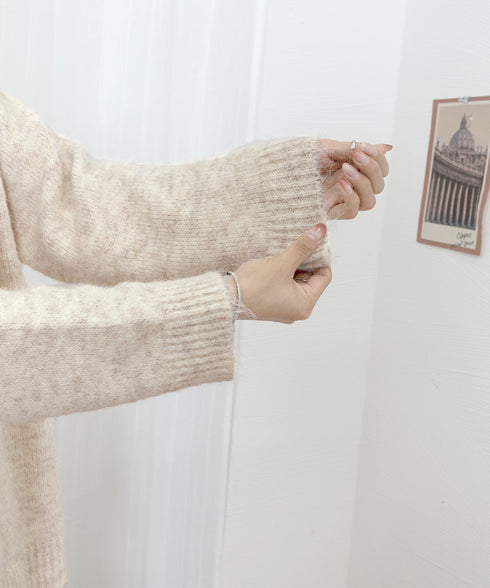 もちもちニットトップスきれいめセーター冬 チクチクしないニットレディース 大人可愛いセーター長袖 オフィスカジュアルトップス秋 着やせニットゆったりラウンドネック WANGYUE-041