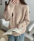 もちもちニットトップスきれいめセーター冬 チクチクしないニットレディース 大人可愛いセーター長袖 オフィスカジュアルトップス秋 着やせニットゆったりラウンドネック WANGYUE-041