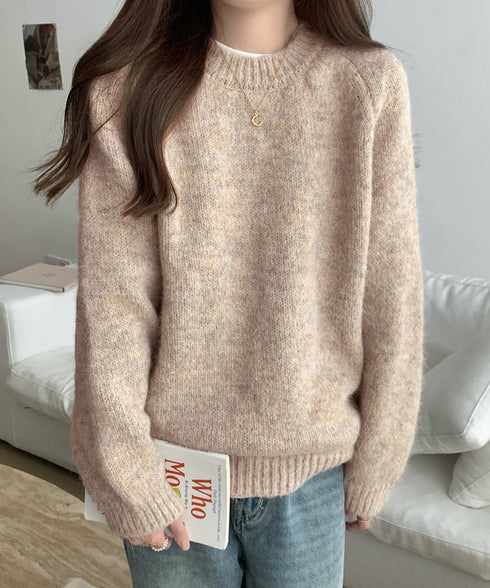 もちもちニットトップスきれいめセーター冬 チクチクしないニットレディース 大人可愛いセーター長袖 オフィスカジュアルトップス秋 着やせニットゆったりラウンドネック WANGYUE-041