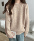 もちもちニットトップスきれいめセーター冬 チクチクしないニットレディース 大人可愛いセーター長袖 オフィスカジュアルトップス秋 着やせニットゆったりラウンドネック WANGYUE-041