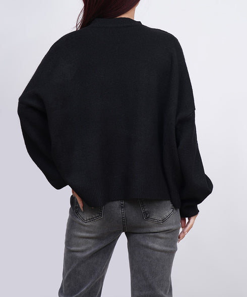 ゆったりコクーンニットミックスカラー秋冬 ふわふわもっちりニットトップス レディース 大人可愛い韓国風 クルーネックカジュアルきれいめセーターおしゃれ 体型カバー WANGYUE-042