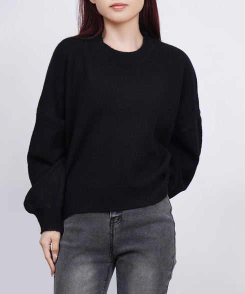 ゆったりコクーンニットミックスカラー秋冬 ふわふわもっちりニットトップス レディース 大人可愛い韓国風 クルーネックカジュアルきれいめセーターおしゃれ 体型カバー WANGYUE-042