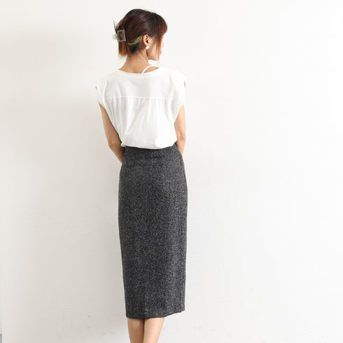 ツイード調スカート 秋冬ペンシルスカート フロントボタン レディース 韓国 ハイウエストタイトスカート 着やせ ミモレ丈スカート 大人きれいめボトムス お洒落無地 YANY-018