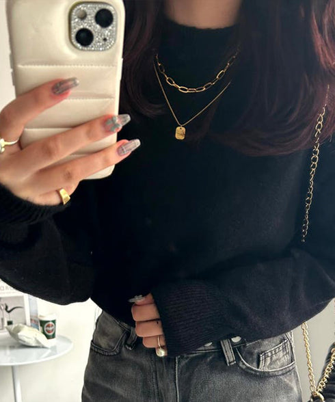 チョーカーネックレス チェーンネックレス 2連ネックレス レディース 韓国アクセサリー オフィスカジュアル 文字モチーフ風ペンダント プチプラアクセサリー お洒落 YUERAN-003