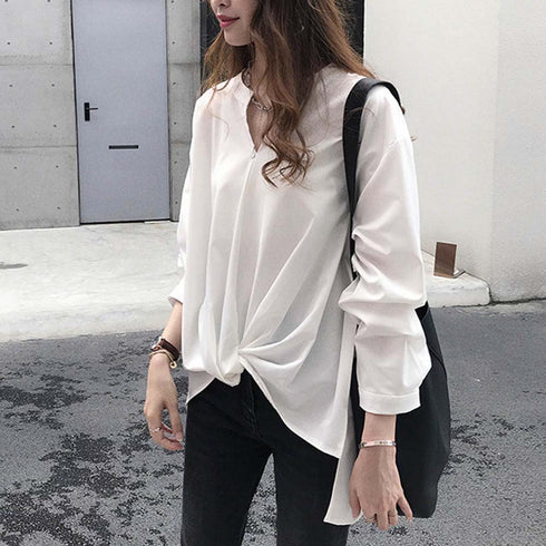 シャツブラウス レディース 大きいサイズ 春夏 スキッパーブラウス オフィスカジュアルトップス 七分袖 ブラウス 20代 30代 40代 ZHUIMR-002