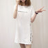 ロゴtシャツ レディース 半袖カジュアル チュニック tシャツ サイドスリット ロング丈Tシャツ 体型カバーカットソー 韓国夏服 プリント おしゃれ ロンT着やせ ZHUIMR-004