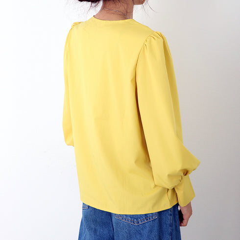 スキッパー ブラウス レディース スキッパー ブラウス レディース Vネックシャツ ランタンスリーブ 長袖 シャツブラウス 着やせ プルオーバー オフィス ZHUIMR-043